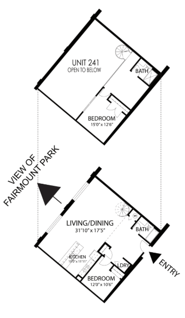 Floor plan for 2 beds, 2 baths, 1200 sqft